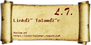 Linkó Talamér névjegykártya